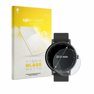 Parte frontale di una confezione del prodotto con il logo del marchio upscreen. Accanto è raffigurato il dispositivo Orologi (