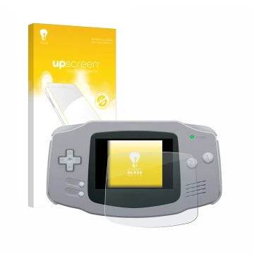 Parte frontale di una confezione del prodotto con il logo del marchio upscreen. Accanto è raffigurato il dispositivo Nintendo 