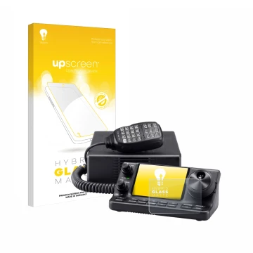 Parte frontale di una confezione del prodotto con il logo del marchio upscreen. Accanto è raffigurato il dispositivo Icom IC-7