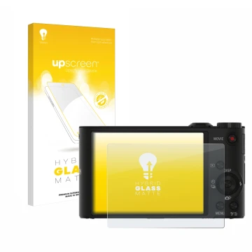 Parte frontale di una confezione del prodotto con il logo del marchio upscreen. Accanto è raffigurato il dispositivo Sony Cybe