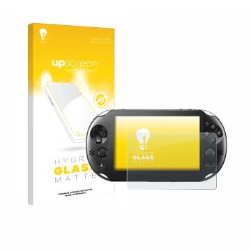 Parte frontale di una confezione del prodotto con il logo del marchio upscreen. Accanto è raffigurato il dispositivo Sony Play