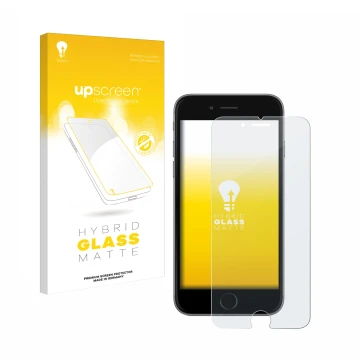 Parte frontale di una confezione del prodotto con il logo del marchio upscreen. Accanto è raffigurato il dispositivo Apple iPh