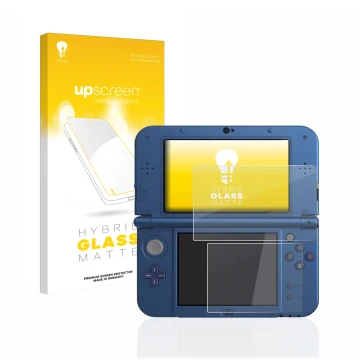 Parte frontale di una confezione del prodotto con il logo del marchio upscreen. Accanto è raffigurato il dispositivo Nintendo 