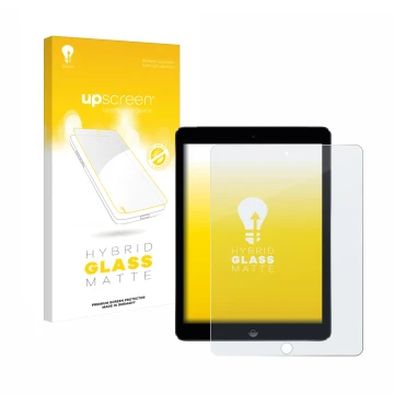 Parte frontale di una confezione del prodotto con il logo del marchio upscreen. Accanto è raffigurato il dispositivo Apple iPa