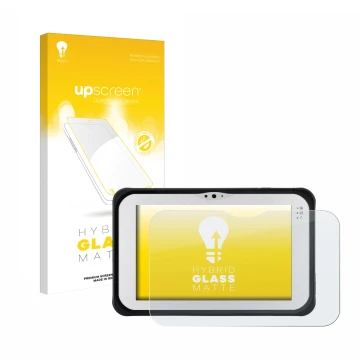 Parte frontale di una confezione del prodotto con il logo del marchio upscreen. Accanto è raffigurato il dispositivo Panasonic