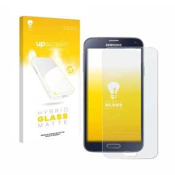 Parte frontale di una confezione del prodotto con il logo del marchio upscreen. Accanto è raffigurato il dispositivo Samsung G