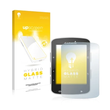 Parte frontale di una confezione del prodotto con il logo del marchio upscreen. Accanto è raffigurato il dispositivo Garmin Ed