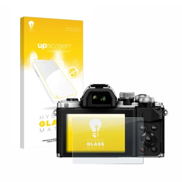 Parte frontale di una confezione del prodotto con il logo del marchio upscreen. Accanto è raffigurato il dispositivo Olympus O