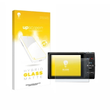 Parte frontale di una confezione del prodotto con il logo del marchio upscreen. Accanto è raffigurato il dispositivo Canon Dig