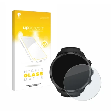 Parte frontale di una confezione del prodotto con il logo del marchio upscreen. Accanto è raffigurato il dispositivo Suunto Sp