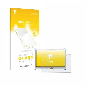 Parte frontale di una confezione del prodotto con il logo del marchio upscreen. Accanto è raffigurato il dispositivo Raspberry