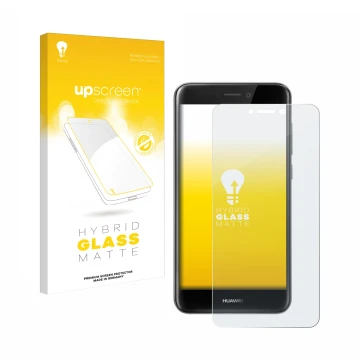 Parte frontale di una confezione del prodotto con il logo del marchio upscreen. Accanto è raffigurato il dispositivo Huawei P8