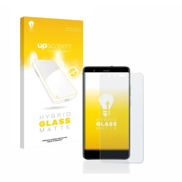 Parte frontale di una confezione del prodotto con il logo del marchio upscreen. Accanto è raffigurato il dispositivo Huawei P1