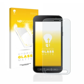 Parte frontale di una confezione del prodotto con il logo del marchio upscreen. Accanto è raffigurato il dispositivo Samsung G