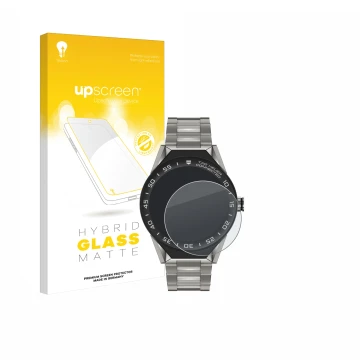 Parte frontale di una confezione del prodotto con il logo del marchio upscreen. Accanto è raffigurato il dispositivo TAG Heuer