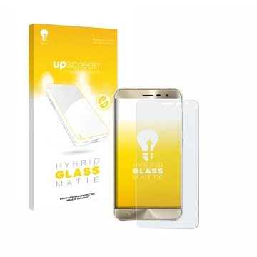 Parte frontale di una confezione del prodotto con il logo del marchio upscreen. Accanto è raffigurato il dispositivo ASUS ZenF