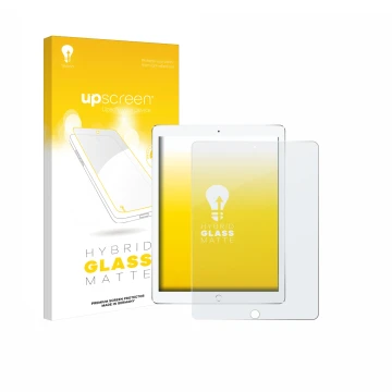 Parte frontale di una confezione del prodotto con il logo del marchio upscreen. Accanto è raffigurato il dispositivo Apple iPa
