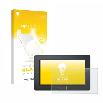 Parte frontale di una confezione del prodotto con il logo del marchio upscreen. Accanto è raffigurato il dispositivo Blackmagi