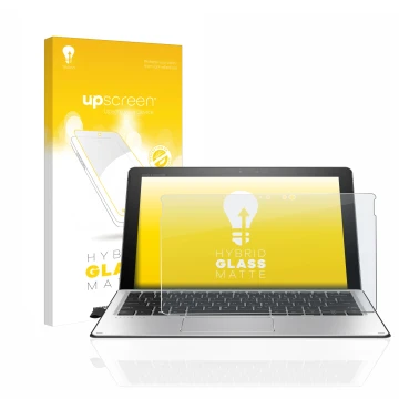 Parte frontale di una confezione del prodotto con il logo del marchio upscreen. Accanto è raffigurato il dispositivo HP Elite 