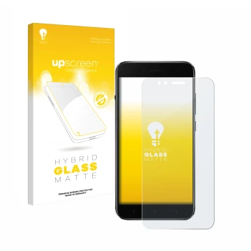 Parte frontale di una confezione del prodotto con il logo del marchio upscreen. Accanto è raffigurato il dispositivo Xiaomi Mi