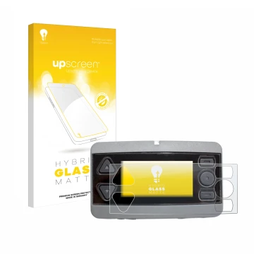 Parte frontale di una confezione del prodotto con il logo del marchio upscreen. Accanto è raffigurato il dispositivo Airbus P8