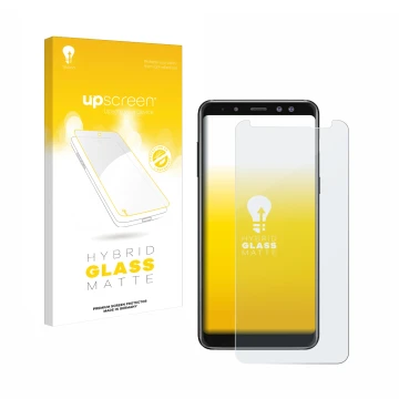 Parte frontale di una confezione del prodotto con il logo del marchio upscreen. Accanto è raffigurato il dispositivo Samsung G