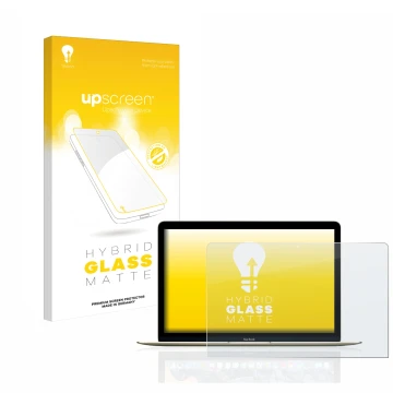 Parte frontale di una confezione del prodotto con il logo del marchio upscreen. Accanto è raffigurato il dispositivo Apple Mac