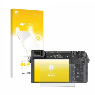 Parte frontale di una confezione del prodotto con il logo del marchio upscreen. Accanto è raffigurato il dispositivo Panasonic