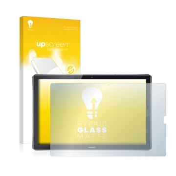 Parte frontale di una confezione del prodotto con il logo del marchio upscreen. Accanto è raffigurato il dispositivo Huawei Me