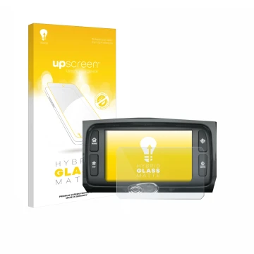 Parte frontale di una confezione del prodotto con il logo del marchio upscreen. Accanto è raffigurato il dispositivo Harley Da