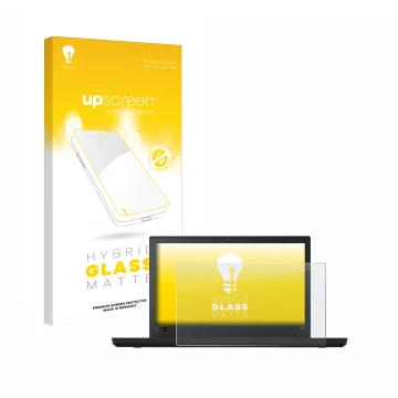 Parte frontale di una confezione del prodotto con il logo del marchio upscreen. Accanto è raffigurato il dispositivo Lenovo Th