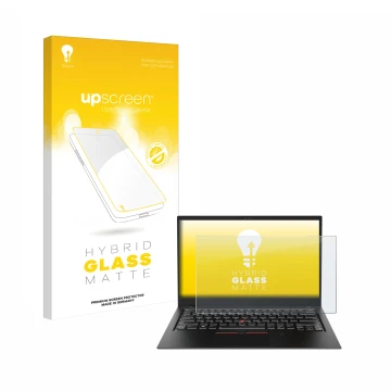 Parte frontale di una confezione del prodotto con il logo del marchio upscreen. Accanto è raffigurato il dispositivo Lenovo Th