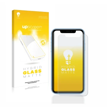 Parte frontale di una confezione del prodotto con il logo del marchio upscreen. Accanto è raffigurato il dispositivo Apple iPh