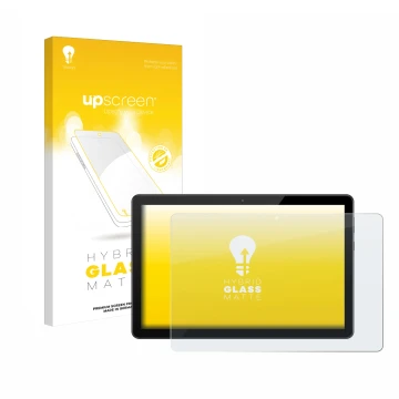 Parte frontale di una confezione del prodotto con il logo del marchio upscreen. Accanto è raffigurato il dispositivo Huawei Me