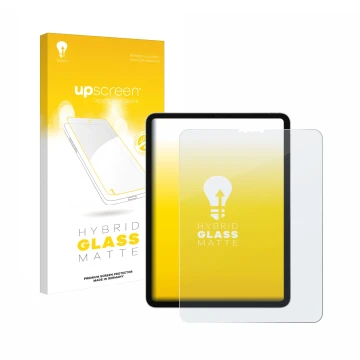 Parte frontale di una confezione del prodotto con il logo del marchio upscreen. Accanto è raffigurato il dispositivo Apple iPa
