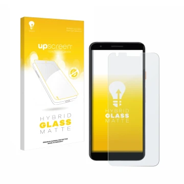 Parte frontale di una confezione del prodotto con il logo del marchio upscreen. Accanto è raffigurato il dispositivo Google Pi