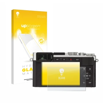 Parte frontale di una confezione del prodotto con il logo del marchio upscreen. Accanto è raffigurato il dispositivo Leica D-L