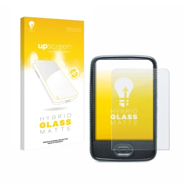 Parte frontale di una confezione del prodotto con il logo del marchio upscreen. Accanto è raffigurato il dispositivo Dexcom G6