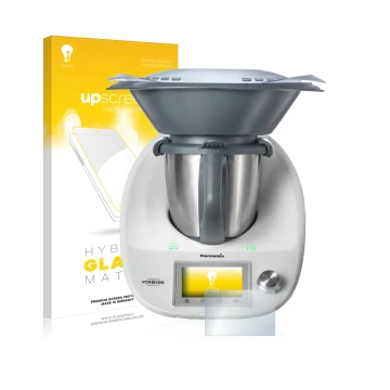 Parte frontale di una confezione del prodotto con il logo del marchio upscreen. Accanto è raffigurato il dispositivo Vorwerk B