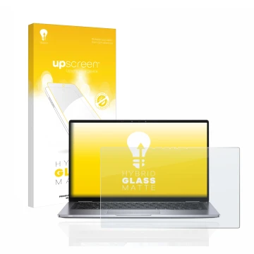 Parte frontale di una confezione del prodotto con il logo del marchio upscreen. Accanto è raffigurato il dispositivo Dell Lati