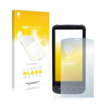 Parte frontale di una confezione del prodotto con il logo del marchio upscreen. Accanto è raffigurato il dispositivo Newland M