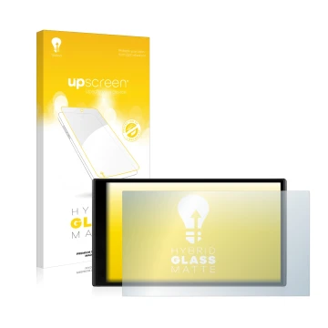 Parte frontale di una confezione del prodotto con il logo del marchio upscreen. Accanto è raffigurato il dispositivo Garmin Dr