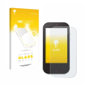 Parte frontale di una confezione del prodotto con il logo del marchio upscreen. Accanto è raffigurato il dispositivo Garmin Ap