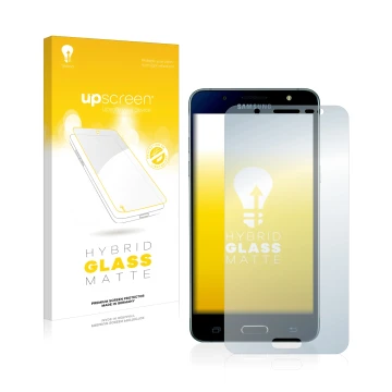 Parte frontale di una confezione del prodotto con il logo del marchio upscreen. Accanto è raffigurato il dispositivo Samsung G