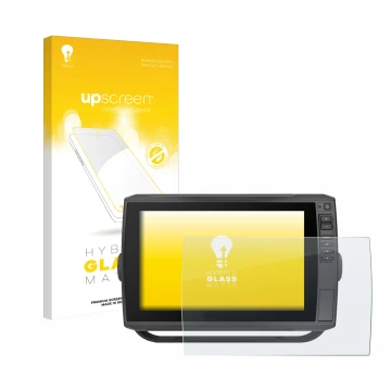 Parte frontale di una confezione del prodotto con il logo del marchio upscreen. Accanto è raffigurato il dispositivo Garmin EC