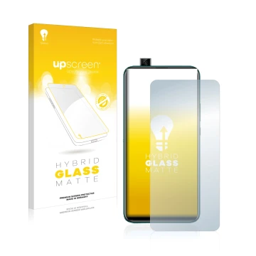 Parte frontale di una confezione del prodotto con il logo del marchio upscreen. Accanto è raffigurato il dispositivo Huawei P 