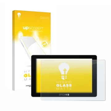 Parte frontale di una confezione del prodotto con il logo del marchio upscreen. Accanto è raffigurato il dispositivo SmallHD 7