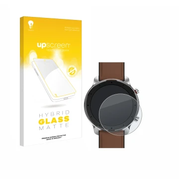 Parte frontale di una confezione del prodotto con il logo del marchio upscreen. Accanto è raffigurato il dispositivo Huami Ama