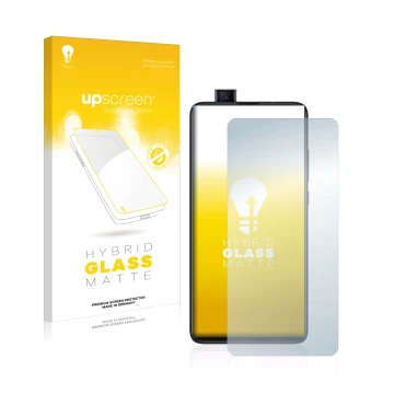 Parte frontale di una confezione del prodotto con il logo del marchio upscreen. Accanto è raffigurato il dispositivo Xiaomi Mi