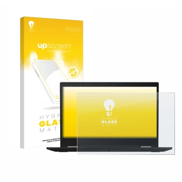 Parte frontale di una confezione del prodotto con il logo del marchio upscreen. Accanto è raffigurato il dispositivo Lenovo Th